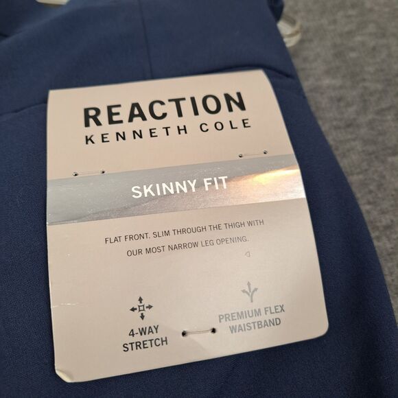 Kenneth Cole Reaction Men's Blue Plain Weave Skinny Fit Dress Pants Size 32W 32L - Picture 3 of 11
